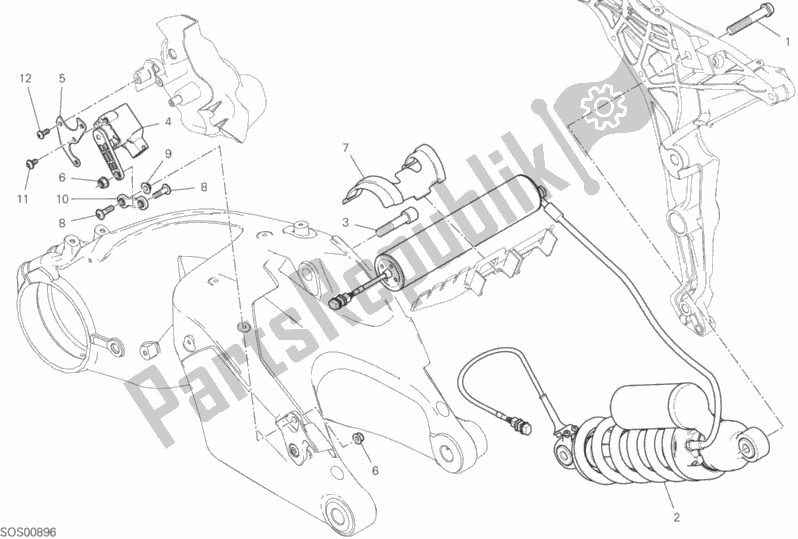 Tutte le parti per il Ammortizzatore Posteriore del Ducati Multistrada 1260 S Touring 2018
